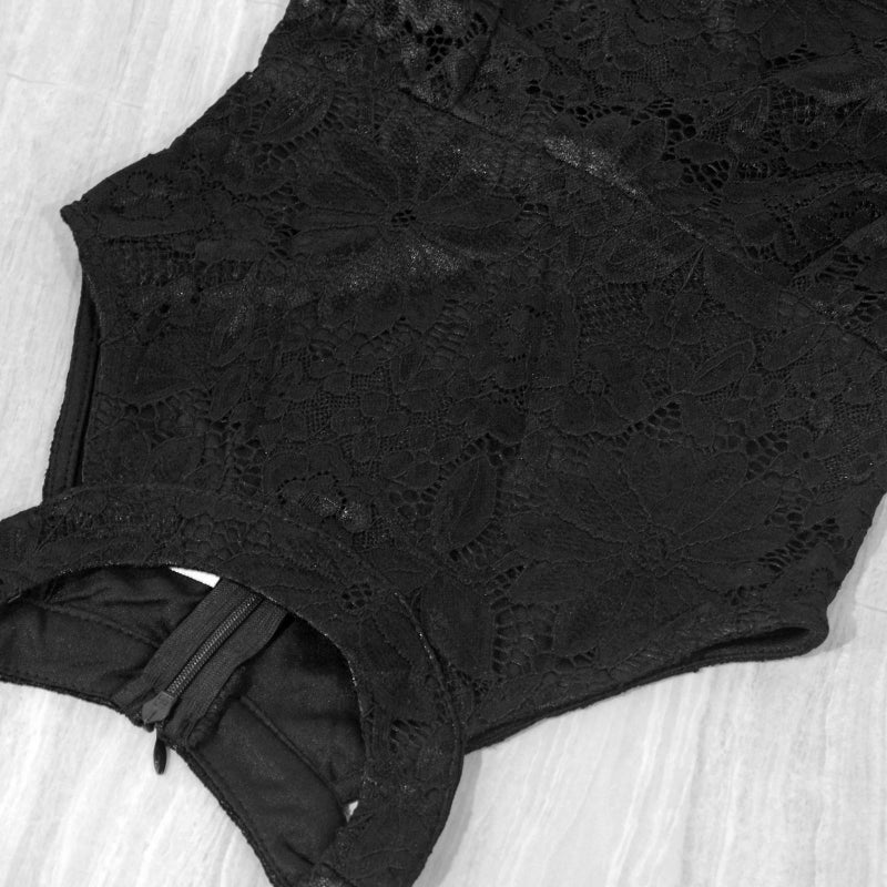 GORLYA Girl's Elegant Halter Neck Floral Lace Hi-Lo Flower Girl Birthday Party Dress for 4-14T Kids (GOR1027, 11-12Y, Black) - Image 5